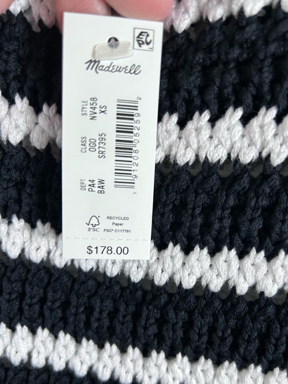 NWT Madewell Striped Crochet Knit Poplin Dress XS - Picture 5 of 7